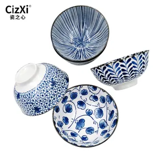 Wholesale fashion cheap gift set Korean style cereal rice ceramic padpringing Japanese bowls for promotion home using