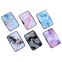 Dompet Kartu Kredit Aluminium Anti RFID Tipis dengan Kancing Penutup Bermotif Bunga & Kupu-kupu Tahan Lama untuk Wanita/Perempuan