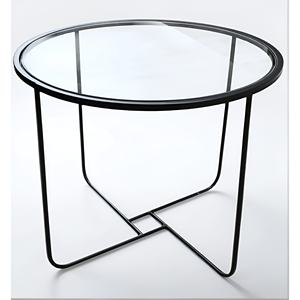 Table basse en métal noir avec plateau en verre 55x45 cm - Product Image 1