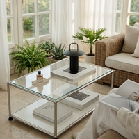 Table basse moderne modulaire écologique avec structure en acier inoxydable, autoportante et multifonctionnelle pour salon