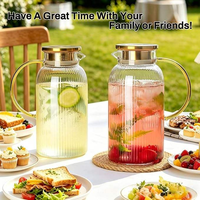Carafe à eau en verre borosilicate de haute qualité 68oz/2L, résistante à la chaleur, avec couvercle passoire, sans BPA, grande capacité, pour boissons chaudes/froides