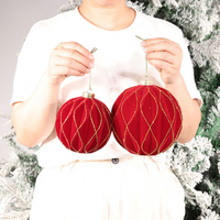 NUEVO Éxito de Ventas: Adorno Navideño de Bola Roja de Cristal Ecológico de Alta Calidad con Malla Flocada, 12 cm y 15 cm, para Colgar en Árboles