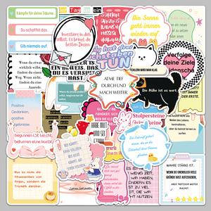 50 Stuks Fabriek-Direct Hoge Kwaliteit Cartoon Tekst Versierd Duitse Inspirerende Stickers Voor <span class=keywords><strong>Laptop</strong></span> & Telefoon Hoesjes - Product Image 5