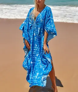 Voorraad 29 Kleuren Print Kaftan Plus Size Boho Losse Lange Strandbedekking