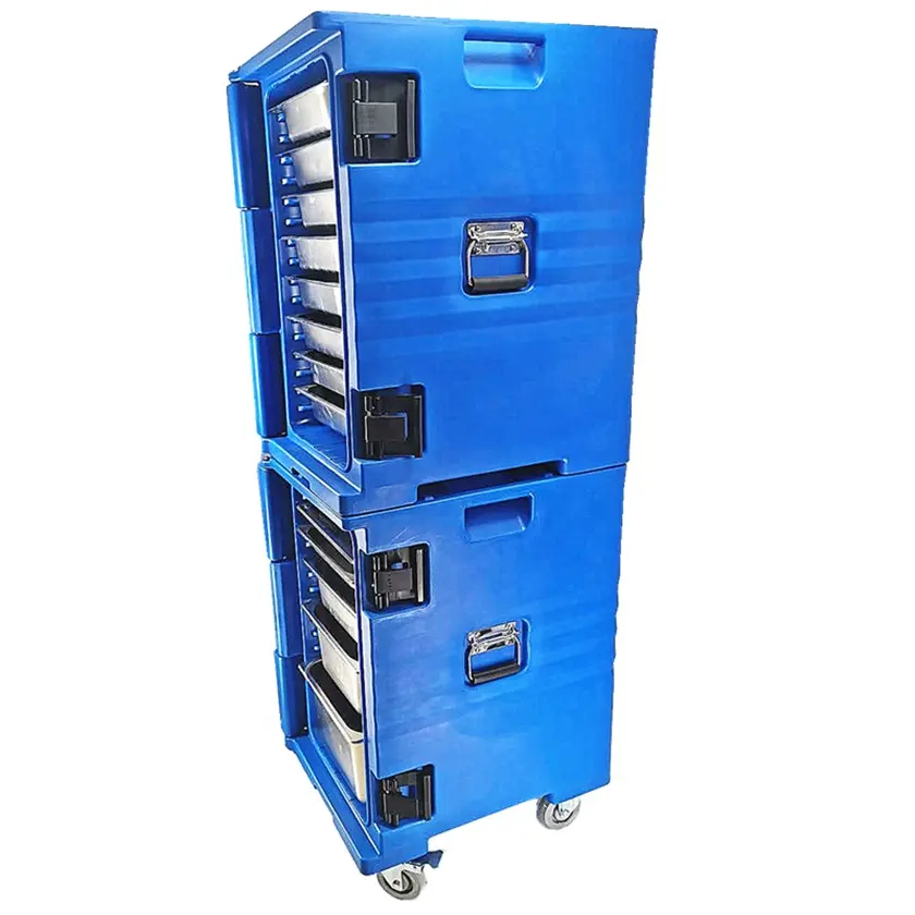 Food Grade PE Material 90L Catering Transport Boxes For Hot Food /Food Keeping Warmer Box With Wheels