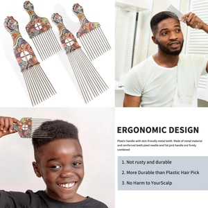 Peigne à cheveux <span class=keywords><strong>Afro</strong></span> en métal, en acier inoxydable, pour Salon de coiffure, Style professionnel - Product Image 6
