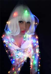 Lámpara LED multicolor para mujer, ropa <span class=keywords><strong>de</strong></span> actuación, Festival <span class=keywords><strong>de</strong></span> música, cantante, bailarín, equipo, DJ, discoteca, disfraz Sexy transparente, traje Rave - Product Image 6