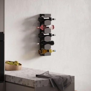 Portabottiglie da Parete Moderno Ondulato, Espositore Decorativo in Metallo <span class=keywords><strong>per</strong></span> Bottiglie di Vino, Mensola Verticale Sospesa <span class=keywords><strong>per</strong></span> Arredamento Bar - Product Image 5