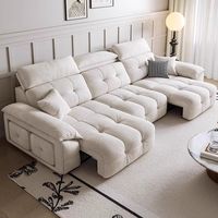 Canapé modulaire inclinable moderne à trois places en tissu chenille, avec pieds en bois électriques et rembourrage en éponge, idéal pour appartement et villa, salon.