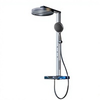 Ensemble de douche de salle de bain en laiton à affichage numérique de luxe avec noyau de vanne en céramique Système thermostatique intelligent Design mural exposé