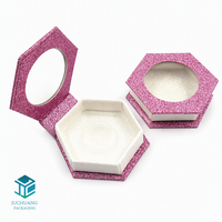 Boîte cadeau rigide personnalisée en gros, forme spéciale, avec fenêtre découpée, en papier pailleté, logo personnalisé et plateau intérieur