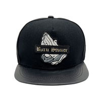 Bordado personalizado parche Logo Flat Bill Caps PU de alta calidad de cuero de ala Snapback Cap