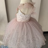 Gaun Tutu Balet Renda Berkilau Warna Pink untuk Anak Perempuan, Tutu Pancake Berhias Bunga dengan Payet, Kostum Tari Anak untuk Rekreasi
