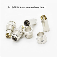 Conector Impermeable M12, Sensor de 8 Pines, Código X, PG9, Conector Hembra, Ethernet, Monitoreo de Transmisión de Señal, Adaptador Plateado