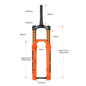 Horquilla Delantera para Bicicleta Bolany, Eje Thruster de 38 mm, Tubo Interior de 160 mm de Recorrido, Suspensión Neumática con Ajuste de Rebote - Product Image 2