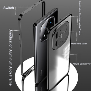 Funda Protectora Magnética Elástica con Marco Metálico para Xiaomi Redmi Note 14 <span class=keywords><strong>Pro</strong></span> / 14 <span class=keywords><strong>Pro</strong></span>+, Protector de Lente Transparente Esmerilado de PC, Cubierta Trasera - Product Image 5