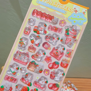 Autocollants en cristal en relief 3D, <span class=keywords><strong>lapin</strong></span> mignon et fraise, décoration artisanale pour petits enfants, matériel pour téléphone portable - Product Image 2