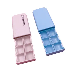 Boîte à pilules en plastique avec presse de voyage Portable, boîte à médicaments de rangement à 6 compartiments séparés