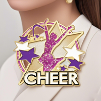 Épingle de médaille en métal de fabricant Noble, cadeau personnalisé gravé, Logo personnalisé, pom-pom girl trophée Award, épingle de revers