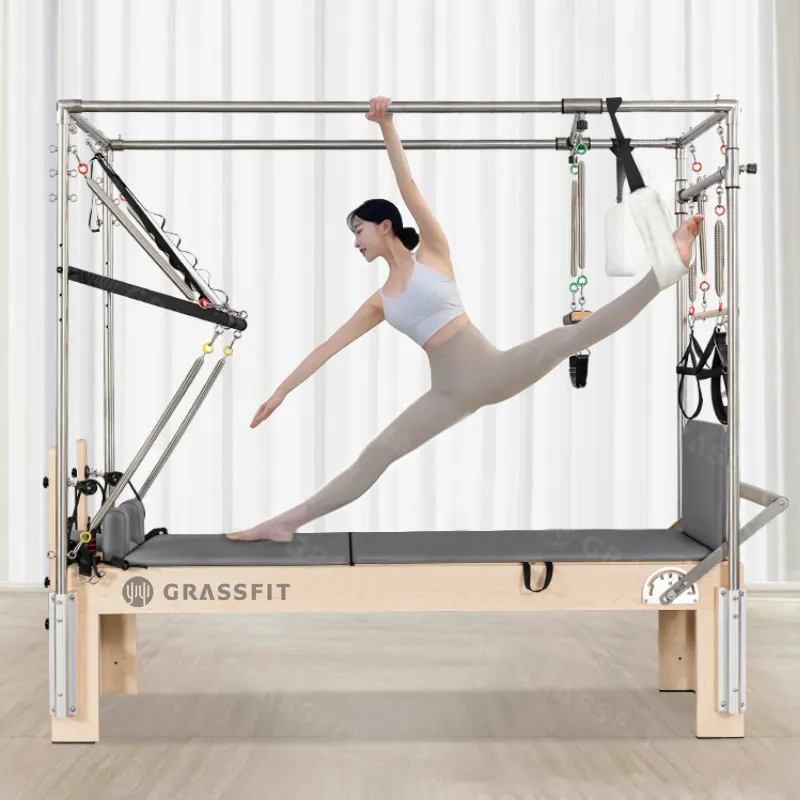 Yoga sağlık vücut geliştirme ahşap eğitim ekipmanları yarım trapez Pilates Cadillac Reformer