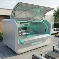 Isla de Cocina Exterior Moderna y Duradera con Tapa Abatible Inteligente, con Parrilla Kamado de Carbón Integrada y Estación de Asado a Gas