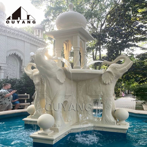QUYANG grande decorazione <span class=keywords><strong>Villa</strong></span> all'aperto di lusso in pietra animale fontana di acqua in marmo bianco leone fontana - Product Image 2