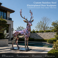 Sculpture de cerf sur mesure en acier inoxydable, taille réelle, artisanat métallique électroplaqué, grande décoration pour jardin, place publique, hôtel, directement de l'usine