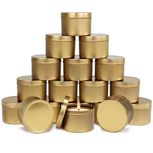 Wholesale emboss gold tin containers eco friendly seamless custom print round metal box tin can scented candles tins