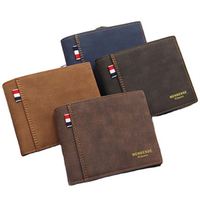 Dompet Kulit PU Stylish Grosir untuk Pria, Dompet Pendek Kasual Sederhana, Dompet Kecil, Tempat Kartu, Dompet Pria