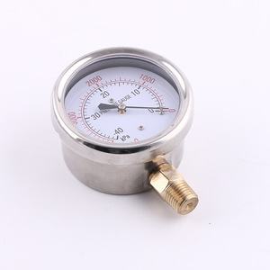 Suministro al por Mayor de Manómetros de Diafragma de Vacío Llenos de Aceite de 100 mm, 63 mm Semi-Acero con Conectores de Cobre, Carcasa de Acero Inoxidable 304 - Product Image 3