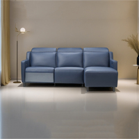 Canapé-lit inclinable en cuir véritable de luxe, style moderne, haute qualité, en forme de L, pour la maison, ARREDAMENTI Villa, personnalisable