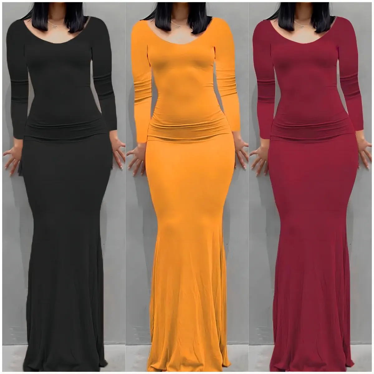 XS-3XL Casual Fit long sleeve Dress Fashionable waistband round neck dress