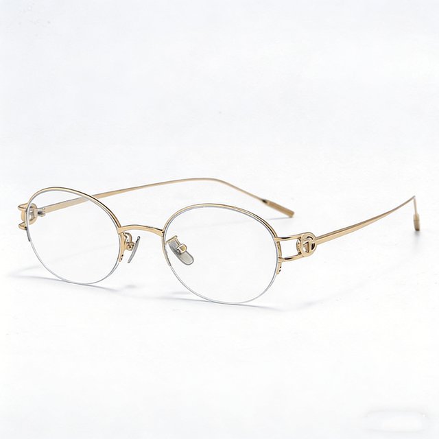 Wholesale Pure Titanium Material Anti Blue Light Glasses Retro Half Frame Unisex Glasses Can with Myopia PC Lens Optical Glasses