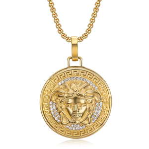 18k Gold Plated Hiphop Jewelry Stainless Steel Crystal <strong>Medusa</strong> Pendant <strong>Necklace</strong> for Men Women - Product Image 5