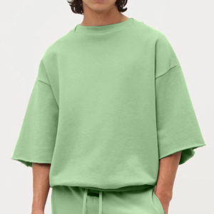 Poids lourd de haute qualité 100% coton goutte épaule hommes t-shirts vierges couper et coudre des vêtements surdimensionnés plaine hommes t-shirts - Product Image 6