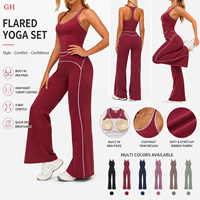 Ensemble de yoga respirant extensible dans quatre directions pour femmes grandes tailles GH, coupe ajustée, sans manches, avec logo frontal, pour entraînement, course et gym, ensemble 2 pièces