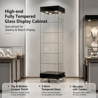 Vitrine d'exposition sans cadre en verre trempé, éclairage LED, verrouillable, taille personnalisée, vision complète, pour bijouterie et cosmétiques, directement de l'usine