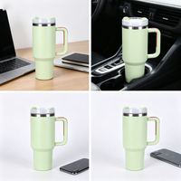 Gobelet isotherme de 40 oz en acier inoxydable avec poignée et couvercle à paille, tasse de voyage pour café