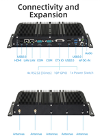 Fansız endüstriyel PC bilgisayar Intel Core i5 i7 2 * DDR4 M.2 NVME 2 * Intel I225V 2.5G RS232 RS485 GPIO 4G 5G LTE 9-36V güç kaynağı