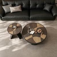 Ensemble de tables basses rondes en bois de luxe, style moderne, pour salon, mobilier d'intérieur, design élégant noir, style ferme, parquet unique