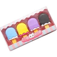 Lot de gommes créatives en forme de sucette et de crème glacée, mignonnes et animées, pour la vente en gros, coffret cadeau de papeterie