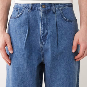 Jean baggy vintage bleu moyen pour homme, taille haute, coupe droite, collection Printemps-Été 2026, le plus vendu - Product Image 4