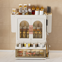 Meuble de cuisine pliable, armoire à épices avec tiroir, organisateur de cuisine pour pots à épices, vaisselle et couteaux