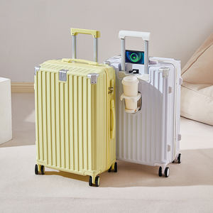 Valise de voyage classique multifonctionnelle avec port de charge USB, porte-gobelet, roulettes pivotantes à 360°, chariot en aluminium à 4 roues - Product Image 3