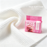 Serviettes jetables extra épaisses 300 g/m² douces et respectueuses de la peau, motif ours mignon, utilisation sèche et humide, OEM