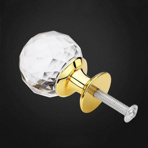 현대적인 투명 유리 아연 크리스탈 볼 손잡이 캐비닛 손잡이 실버 골든 베이스 다이아몬드 가구 손잡이 주방 호텔 서랍장용 - Product Image 6