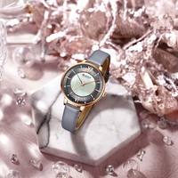 Montre-bracelet CURREN 9080 à quartz ultra-fine, nouvelle montre décontractée pour femmes avec bracelet en cuir, design élégant, montres pour femmes + boîte