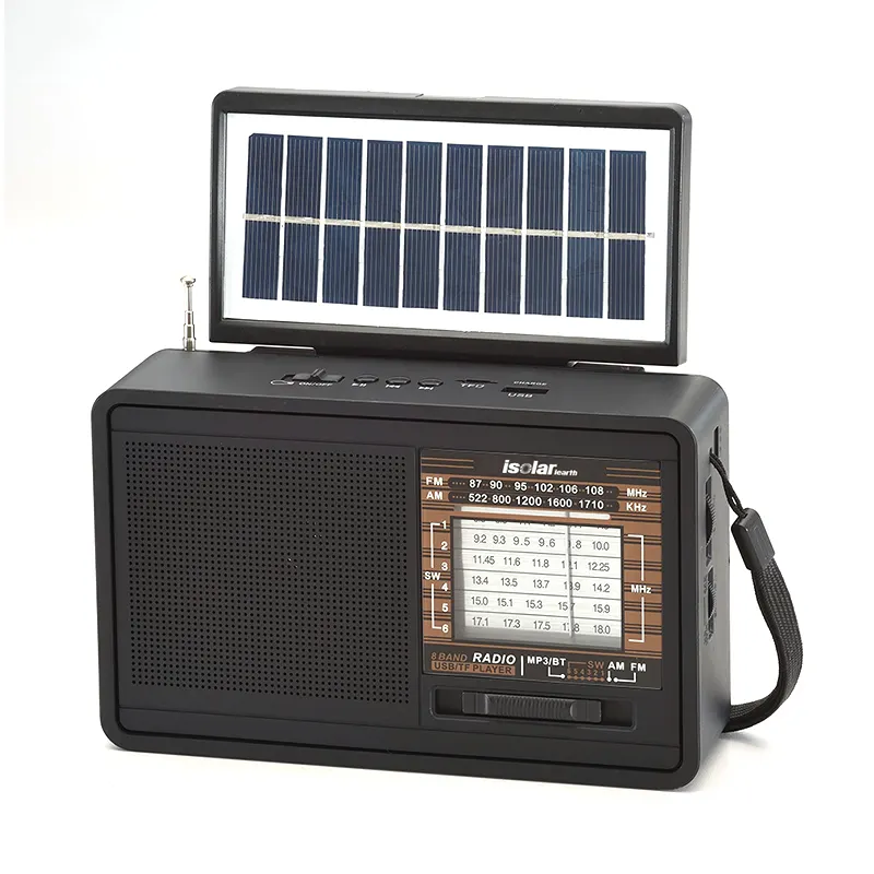 NS-2053S wholesale solar energy rechargeable outdoor home retro portable 3 band am sw fm radio with led lamp and USB/TF