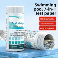 Bandelettes de test de piscine 7-en-1 directes d'usine avec test du pH et du chlore résiduel, en acier inoxydable 304, 50/100 bandelettes par paquet