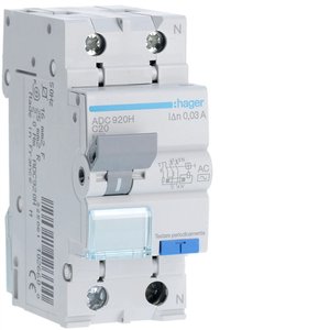 Interruttore Automatico Miniaturizzato Compatibile con Hager Rcbo 1P+N 20A Tipo AC 30mA Curva C 6000A - Product Image 1